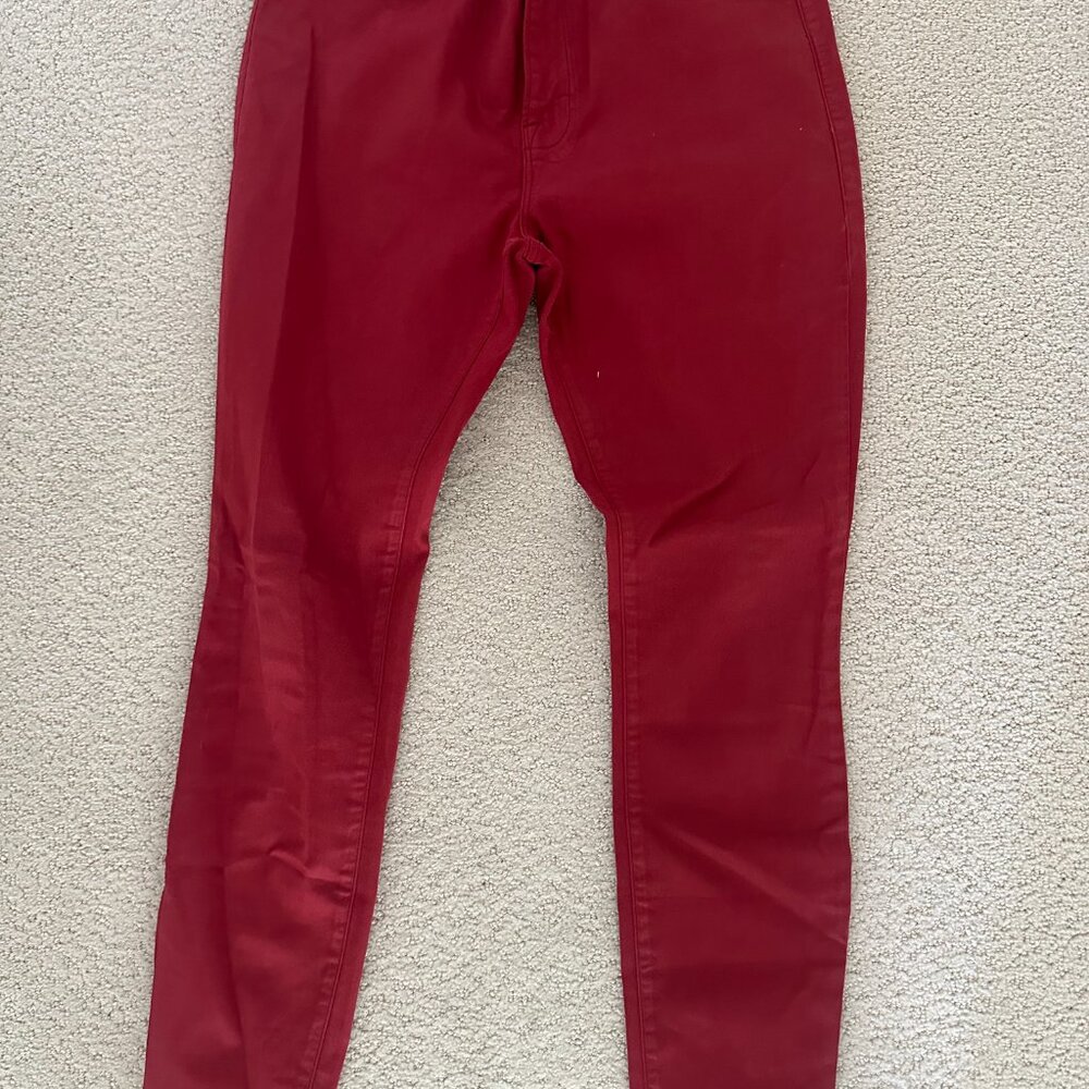 Frame Le High Skinny Jeans in Red Coated Stretch -  29